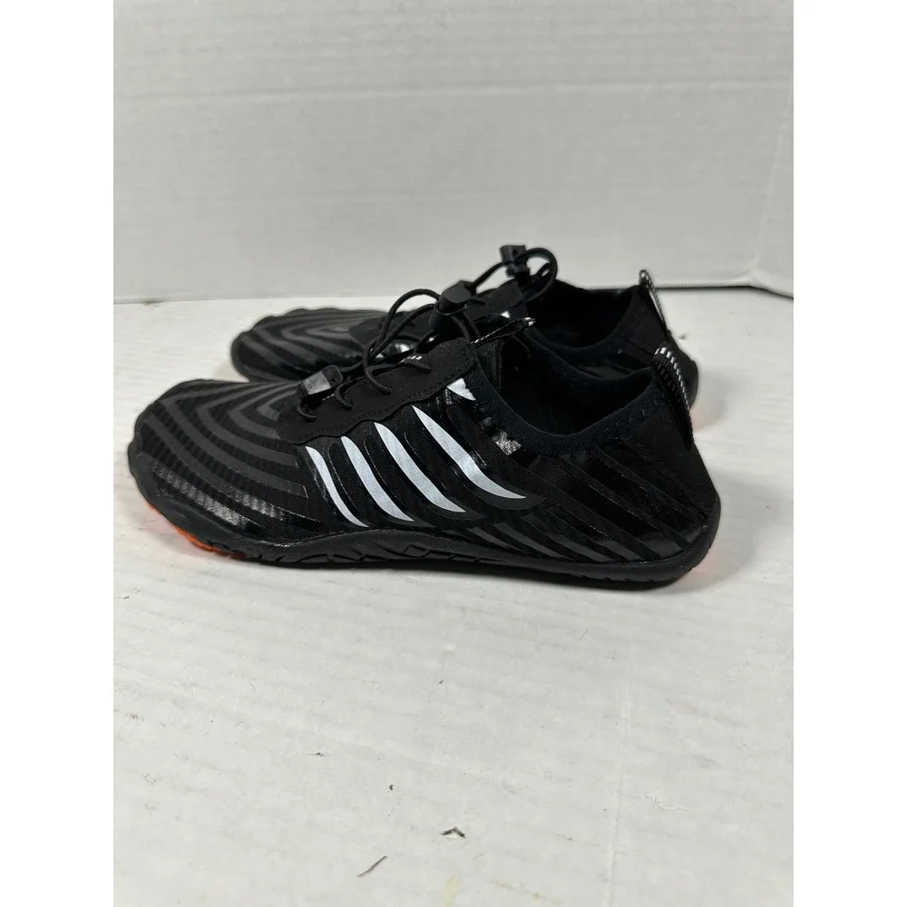Barestep Barefoot Water Shoes Black White Striped Bungee Lace Minimalist Size 39